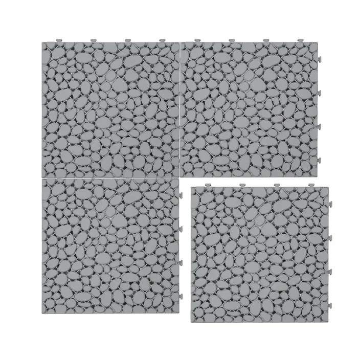 Bybafun 12-in x 12-in 24-Pack Gray Prefinished Vinyl/Plastic Deck Tile (24-sq ft)