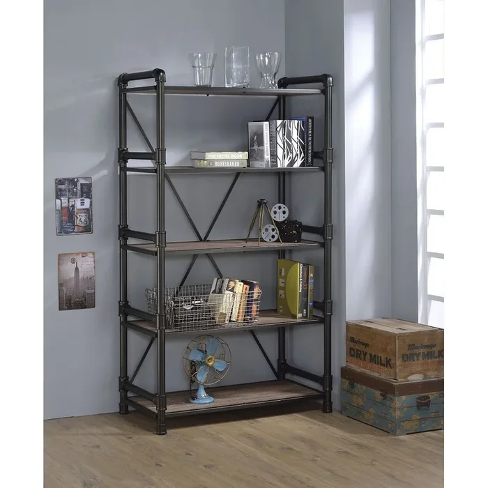 Caitlin Bookshelf in Rustic Oak & Black