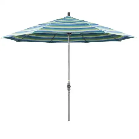 California Umbrella Patio Sunbrella 11 ft. Tiltable Seville Seaside Market Umbrella