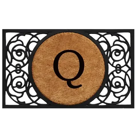 Calloway Mills Armada Circle Monogram 1.5 W X 2.5 L Black/Brown Rectangular Coir Door Mat