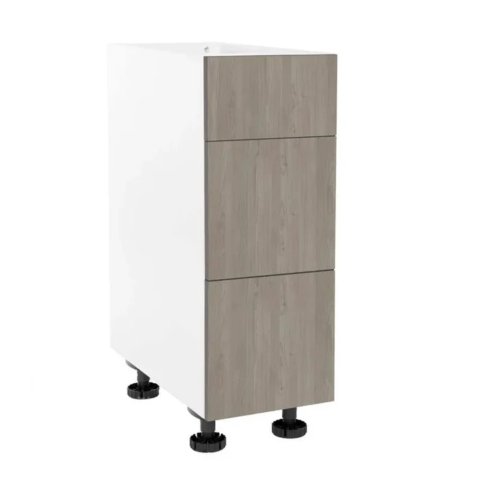 Cambridge Quick Assemble Modern Style, Grey Nordic 12 in. Vanity Base Kitchen Cabinet, 3 Drawer (12 in. W x 21 in. D x 34.50 in H)