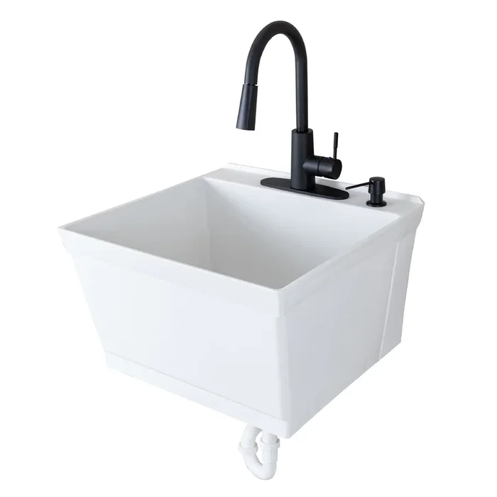 Cambridge Resources 19-Gallon White Wall Mount Utility Tub with Faucet