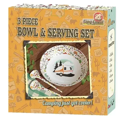 Camp Casual Multicolored Melamine Vintage RV Serving Bowl 11.8 in. D 3 pc