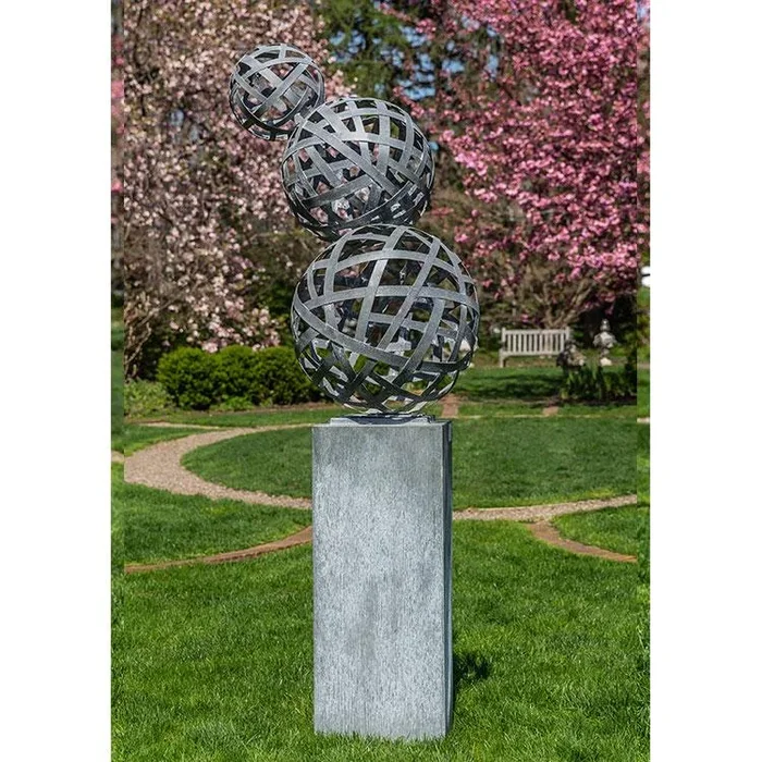 Campania International Zinc Floating Spheres with Column Statuary