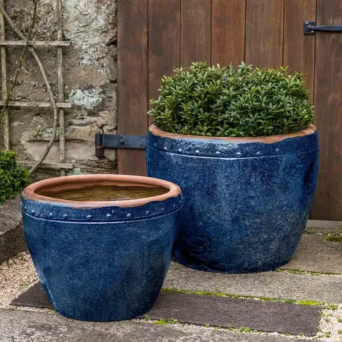 Campania Rustic Cup Pot – Rustic Blue – Set of 2