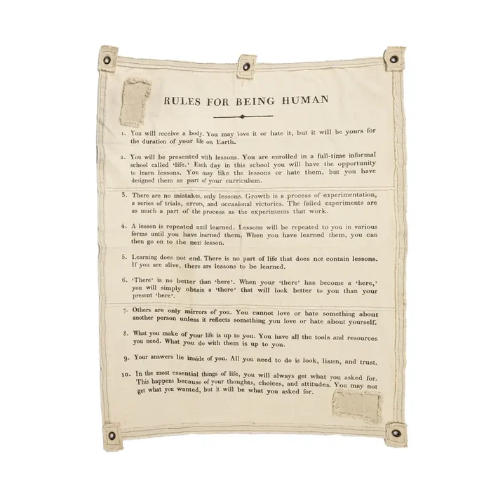 Canvas Wall Hanging – 10 Rules for being Human – 46″ x 57″