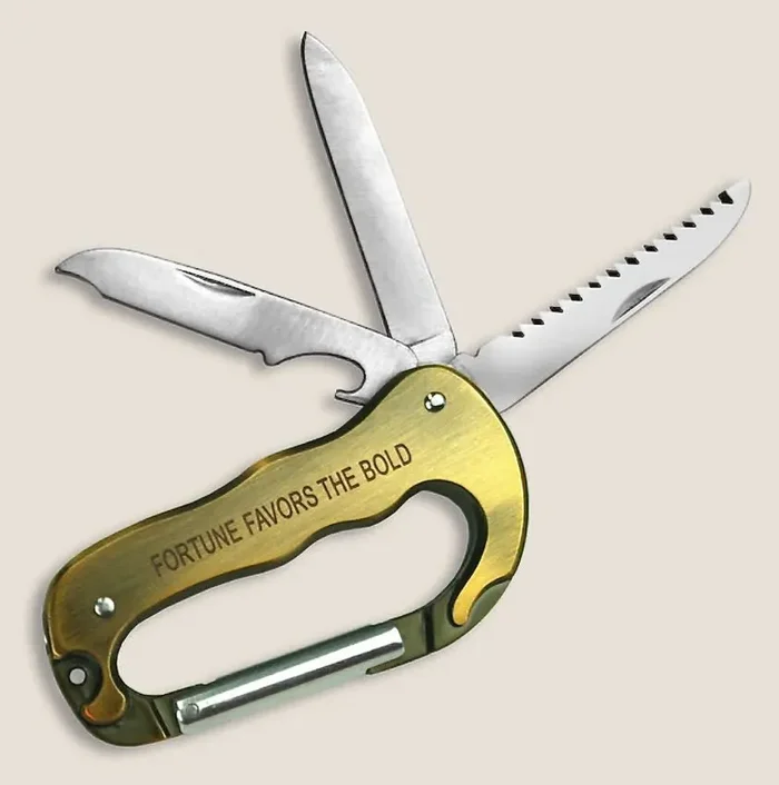 Carabiner Hitch Clip-on Multi-Tool Knife, Saw, Bottle Opener