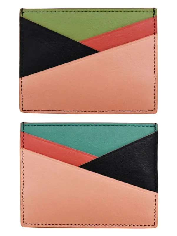 Card Holder Asymmetric Peach Multi Leather RFID Blocking 7173