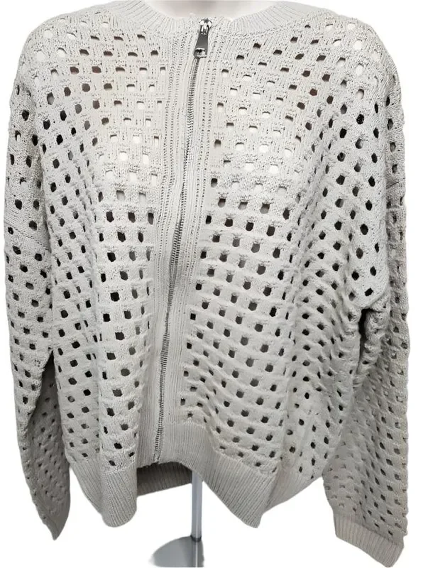 Cardigan Zipper Front Open Knit Stone Women’s sw11355s