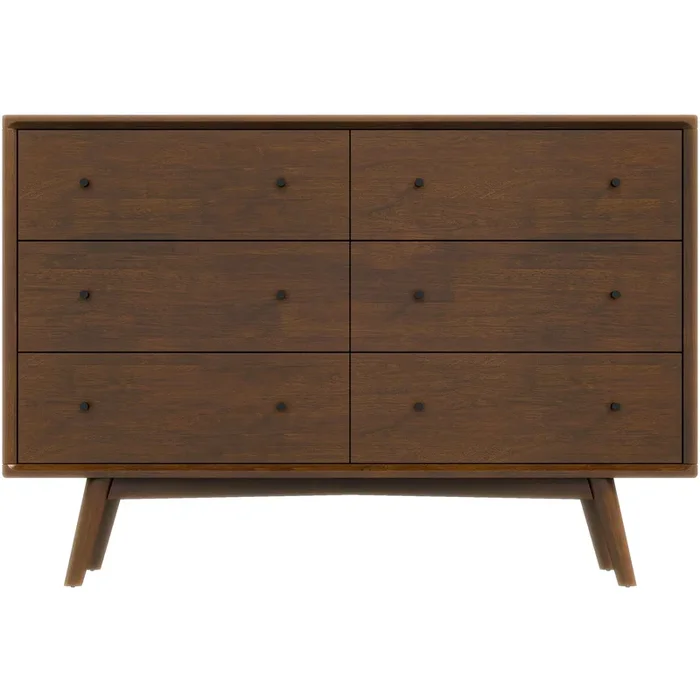 Caroline Mid Century Modern Solid Wood Dresser Brown Solid Wood