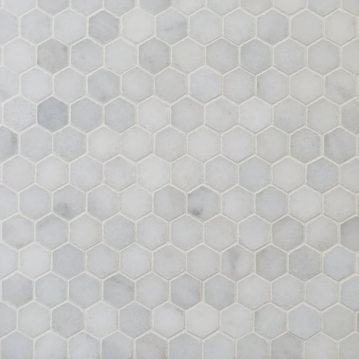 Carrara Chateau 1 in. Hexagon Honed Marble Mosaic