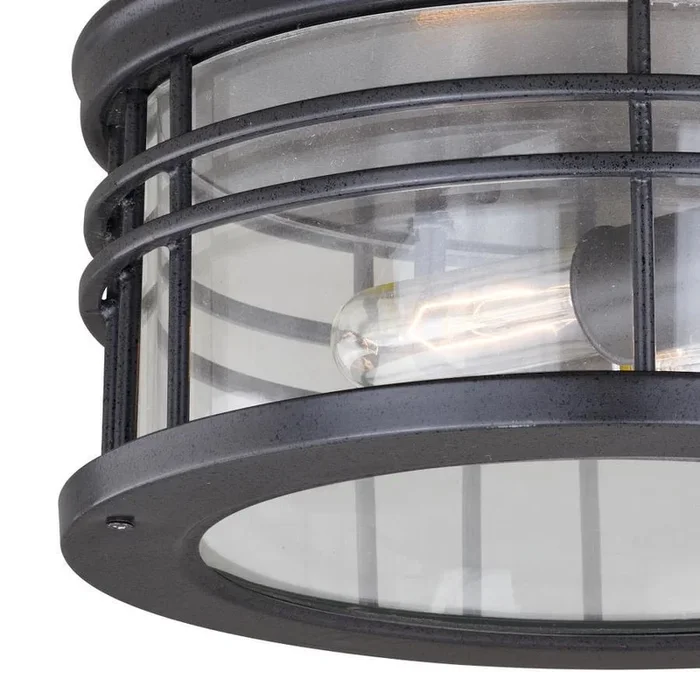 Cascadia Wrightwood 12-in W Vintage Black Outdoor Flush Mount Light