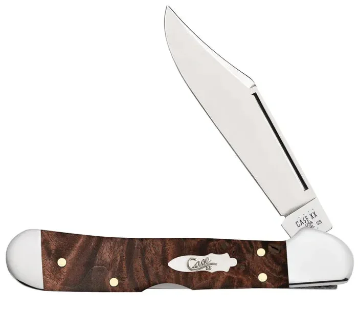 Case Knives – Smooth Brown Maple Burl Wood Mini CopperLock®