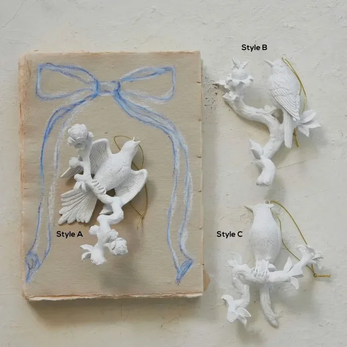Cast Resin Bird on Branch Ornament CHOICE of Styles
