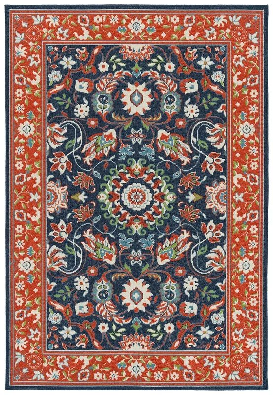 Casual, Traditional,Global Inspired, Textured Loop Pile 2’5″ X 3’9″ Rectangle Throw Rug Tangerine Polypropylene