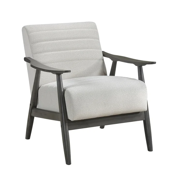 Casual Transitional Accent Chair 1Pc Pearl Hued Fabric Upholstery Dark Gray Frame Solid Wood Living Room Furniture Off White Casual,Transitional Solid Wood