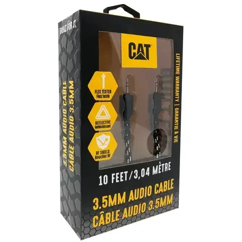 CAT Auxillary Audio Cable 10 ft. Black/White
