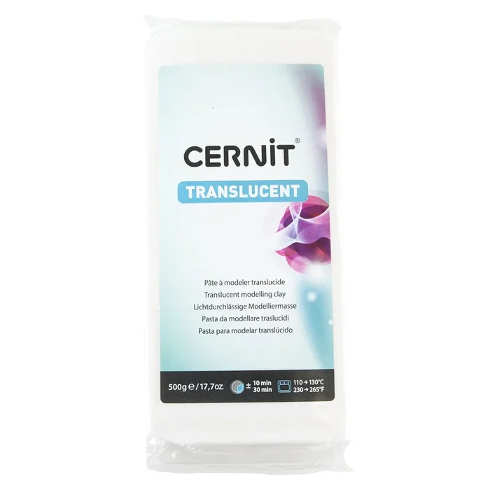 Cernit Translucent Polymer Clay – Translucent White 17.7oz (500g) block