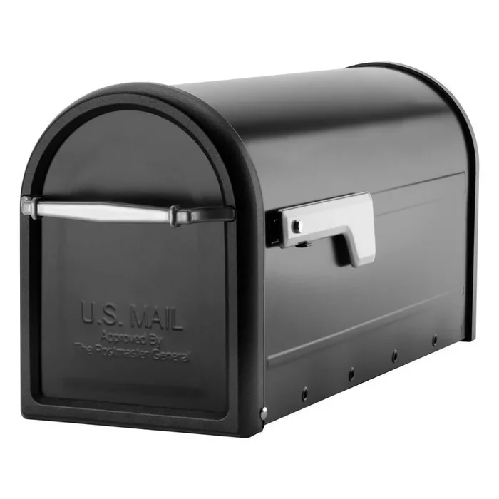 Chadwick Nickel Accents Black Post Mount Mailbox