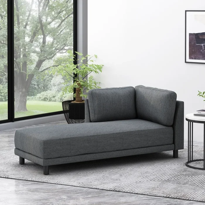 Chaise Lounge Charcoal Fabric