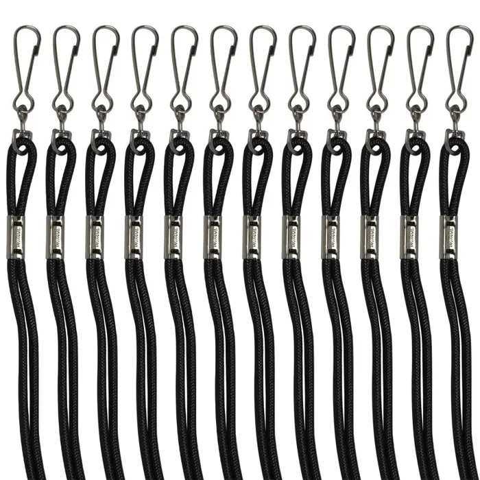 Champion Sports Heavy Duty Nylon Lanyards Black 12/Pk