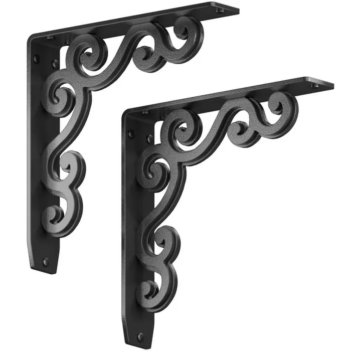 Charleston 10 in. L Black Steel Heavy Duty Shelf Bracket (2-Pack)