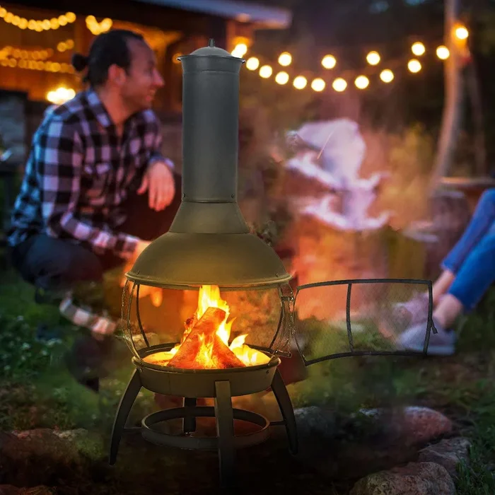 Chiminea Outdoor Wood-burning Fire Pit,Wood Fire Pits,Patio Metal Fire Pit BBQ Grill for Backyard, Camping, Picnic, Garden
