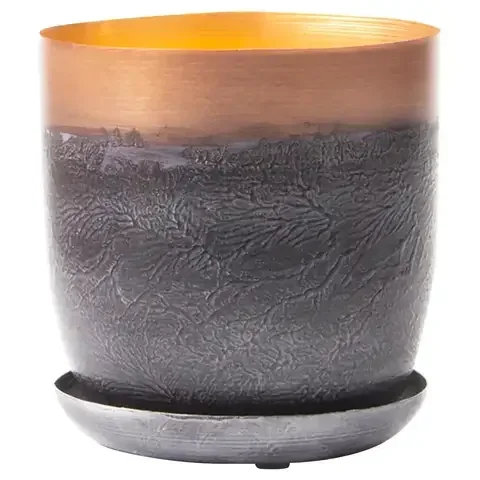 Chive Joe 5 in. D Metal Flower Pot White and Copper