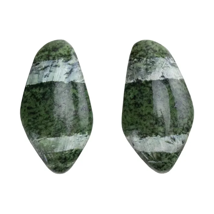 Chrysotile in Serpentine – Freeform Cabochon Matched Pair 26mm x 14mm