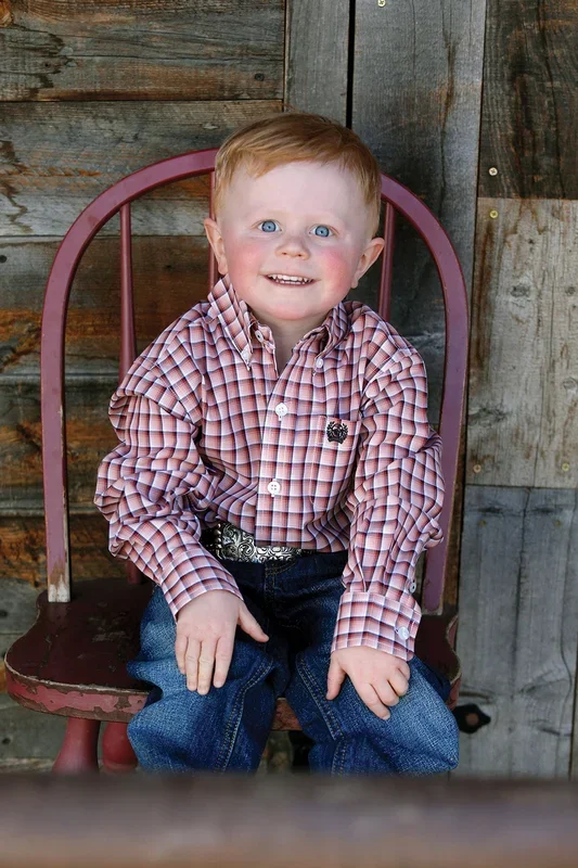 Cinch Boy’s Infant Multi Windowpane Plaid Western Shirt