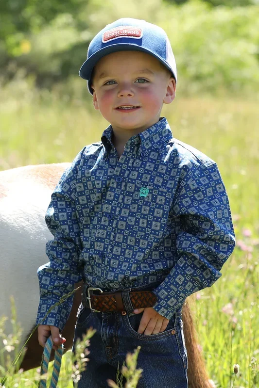 Cinch Boy’s Toddler Royal Blue Square Western Shirt