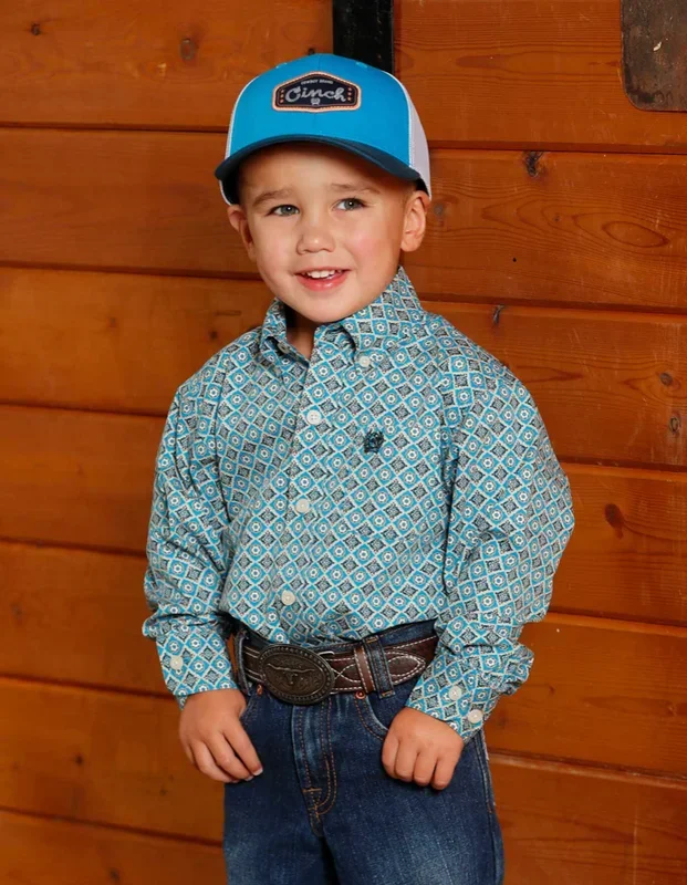 Cinch Toddler Boy’s Blue Diamond Print Western