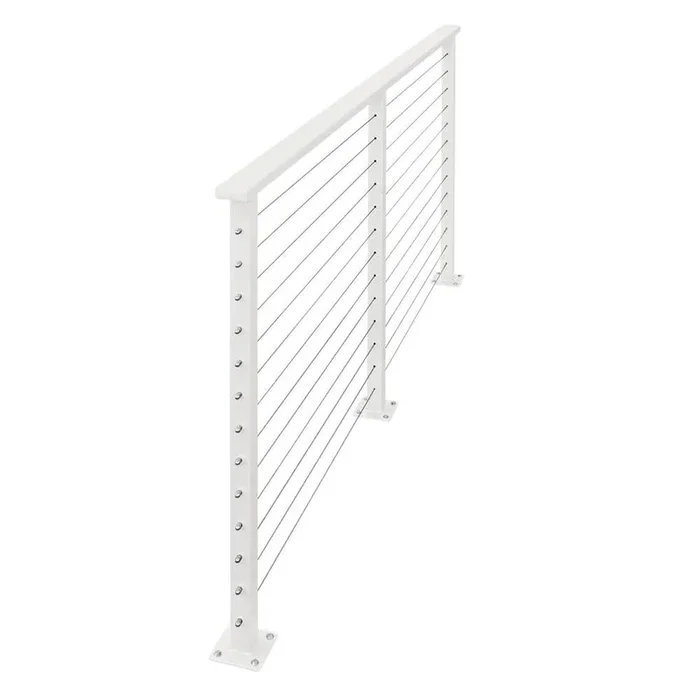 CityPost 60 ft. Deck Cable Railing, 42 in. Base Mount, White