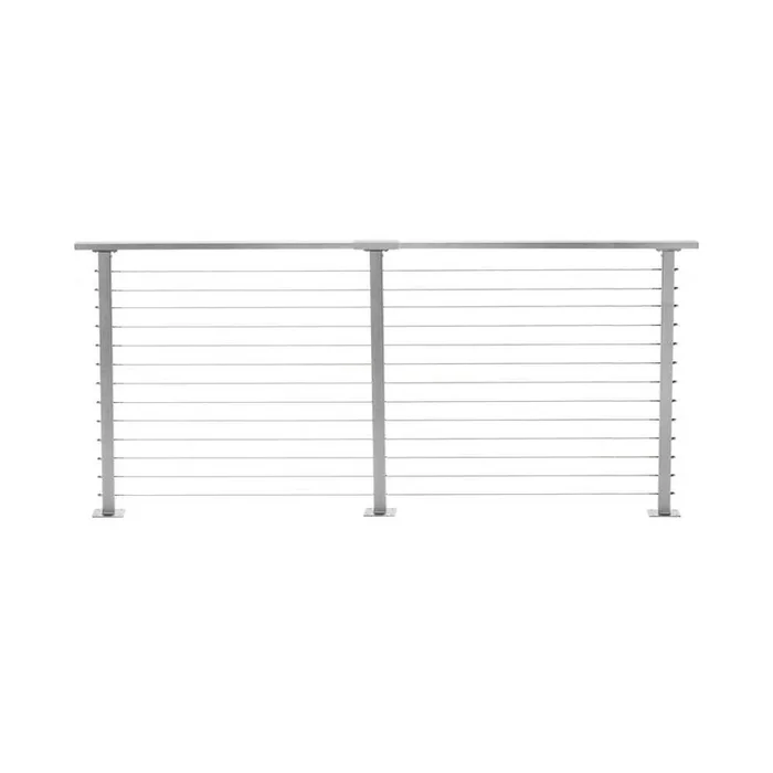 CityPost 8 ft. Deck Cable Railing, 42 in. Base Mount in Grey