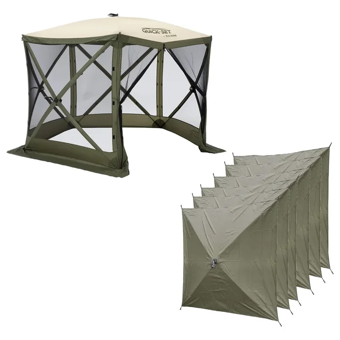 CLAM Quick Set Venture 9×9 Ft Portable Canopy + Clam Quick Set Screen (2 Pack)