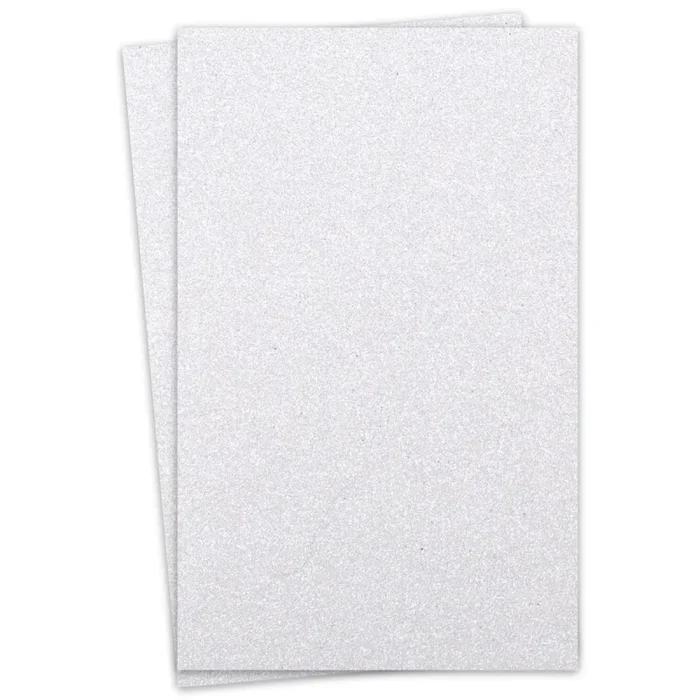 [Clearance] Glitter Paper – Diamond White (1-Sided) 11-X-17 Ledger Size Paper (12Pt Offset) – 100 Pk