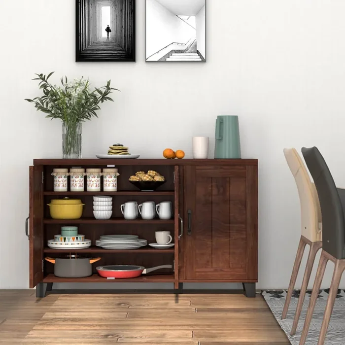 Clihome storage kitchen side cabinet 45-in W x 28-in H x 13-in D Brown Base Ready To Assemble Cabinet (Flat Panel Slab Door Style)