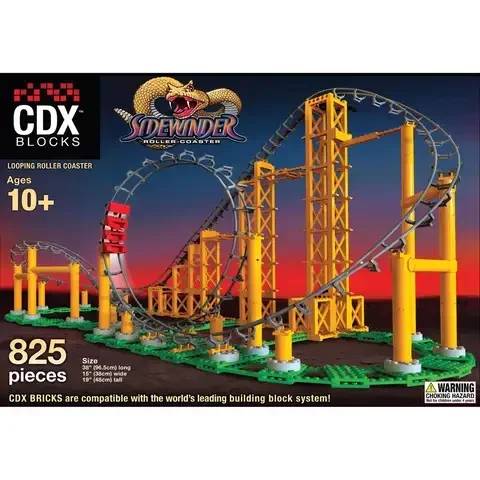 Coaster Dynamix CDX Blocks Sidewinder Roller Coaster Multicolored 825 pc