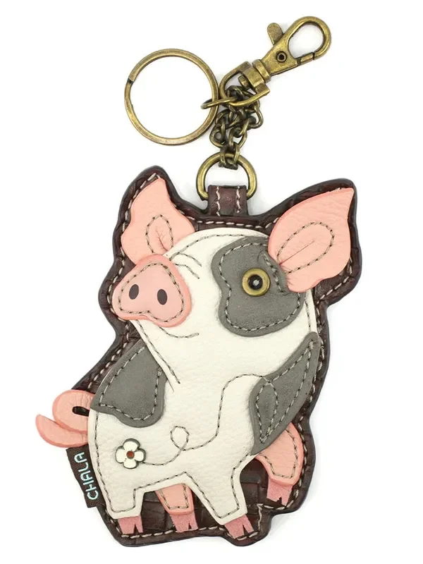 Coin Purse / Key Fob Pink/White Pig 806piao