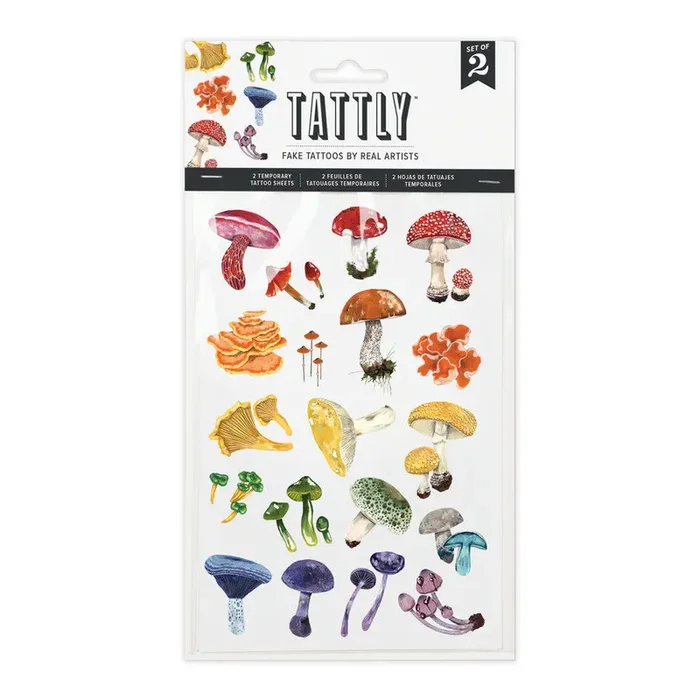 Colorful Mushrooms Temporary Tattoo Sheets
