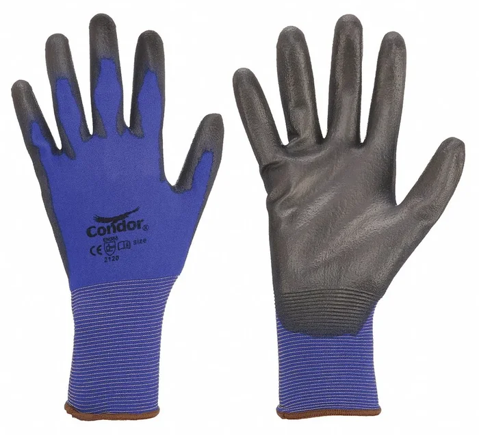 CONDOR Medium Polyurethane Coated Gloves – Abrasion Level 3, Blue