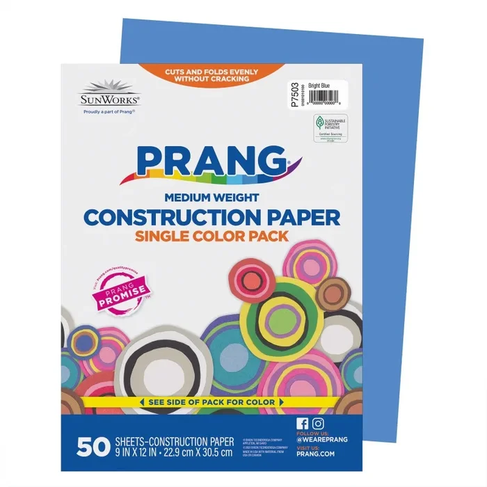 Construction Paper Bright Blue 9X12 50Pk