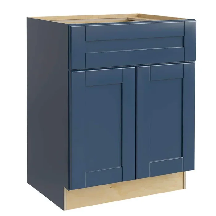 Contractor Express Cabinets Arlington Vessel Blue Plywood Shaker Stock Assembled Sink Base Kitchen Cabinet Soft Close 30 in W x 24 in D x 34.5 in H