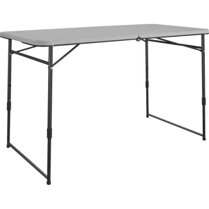 Cosco Fold Portable Indoor/Outdoor Utility Table – 200 Lb Capacity – Adjustable – 48″ Table Topx 24″ Table Top Depth – 28″ – Gray – Steel, Resin