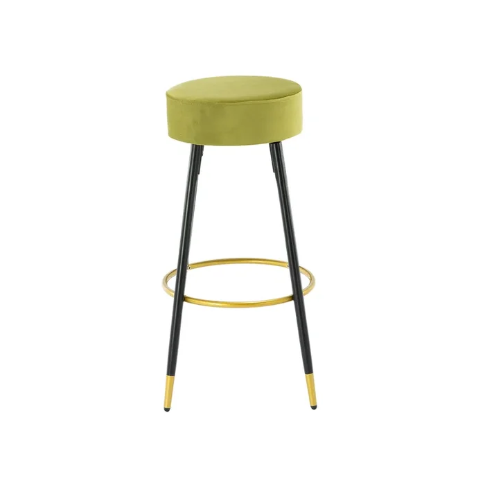 Counter Height Bar Stools Set of 2, Velvet Kitchen Stools Upholstered Dining Chair Stools 24 Inches Height with Golden Footrest for Kitchen Island Coffee Shop Bar Home Balcony