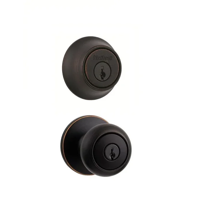 Cove Venetian Bronze Entry Door Knob and Single Cylinder Deadbolt Combo Pack