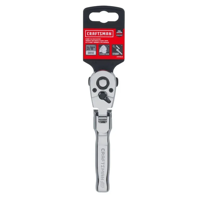 Craftsman 3/8 in. Drive Metric and SAE Flex Head Stubby Ratchet, 72 Teeth