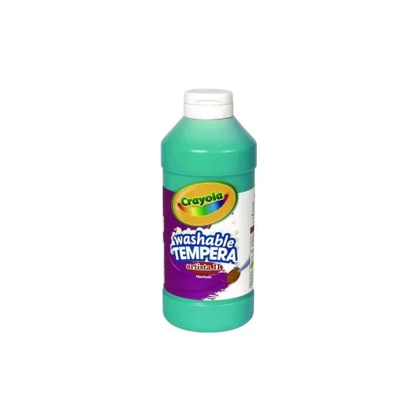 Crayola Artista II Washable Tempera Paint, Turquoise, 16 Oz Bottle