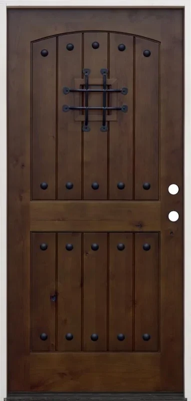 Creative Entryways 36×80 Wood Prehung Front Door with Solid Hardwood Core – Walnut Alder Stained, Left-Hand Inswing