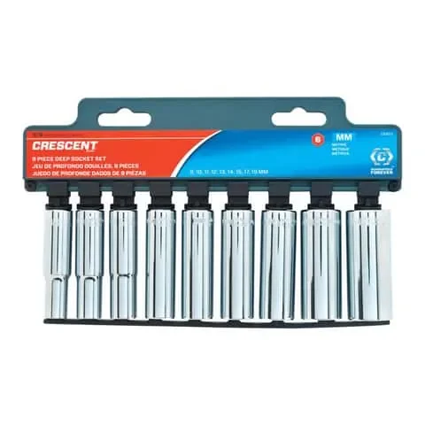 Crescent 3/8 in. X 3/8 in. drive Metric 6 Point Deep Deep Well Socket Set 9 pc